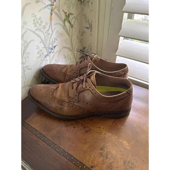 Florsheim Men's 30856 Brown Leather Wingtip Oxford Dress SHoes Size 9.5 - Picture 3 of 10